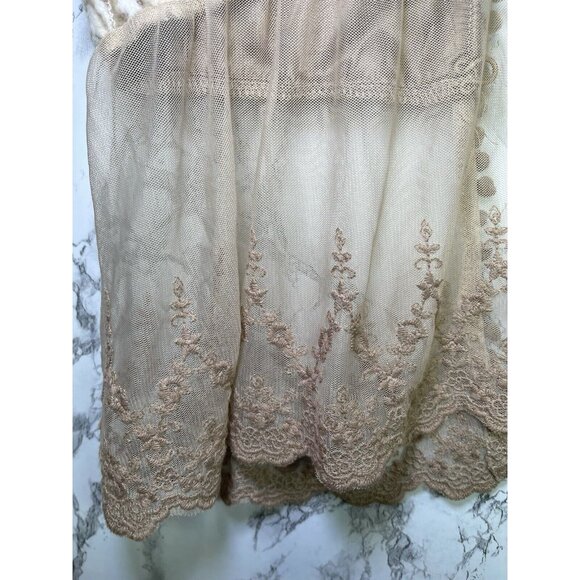 Anthropologie Faux Fur Vest SZ Large Brown Lace Boho Festival Hook Eye V Neck - Picture 9 of 12